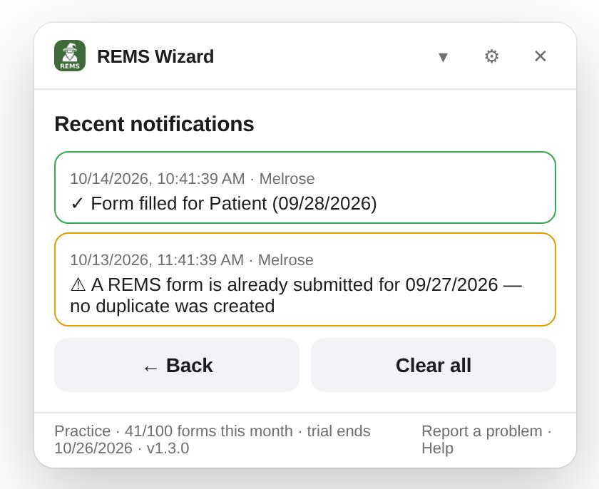 The notifications screen listing recent runs